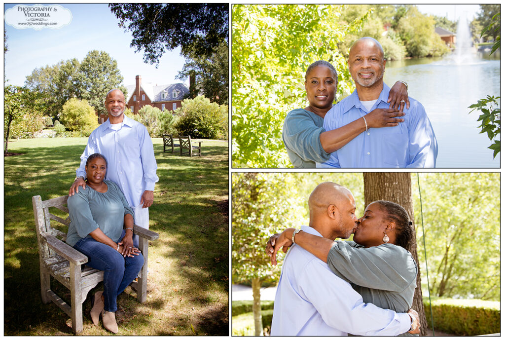 Tisha and Kelvin's engagement shoot by Victoria Begault at the beautiful Founder's Inn in Virginia Beach!
