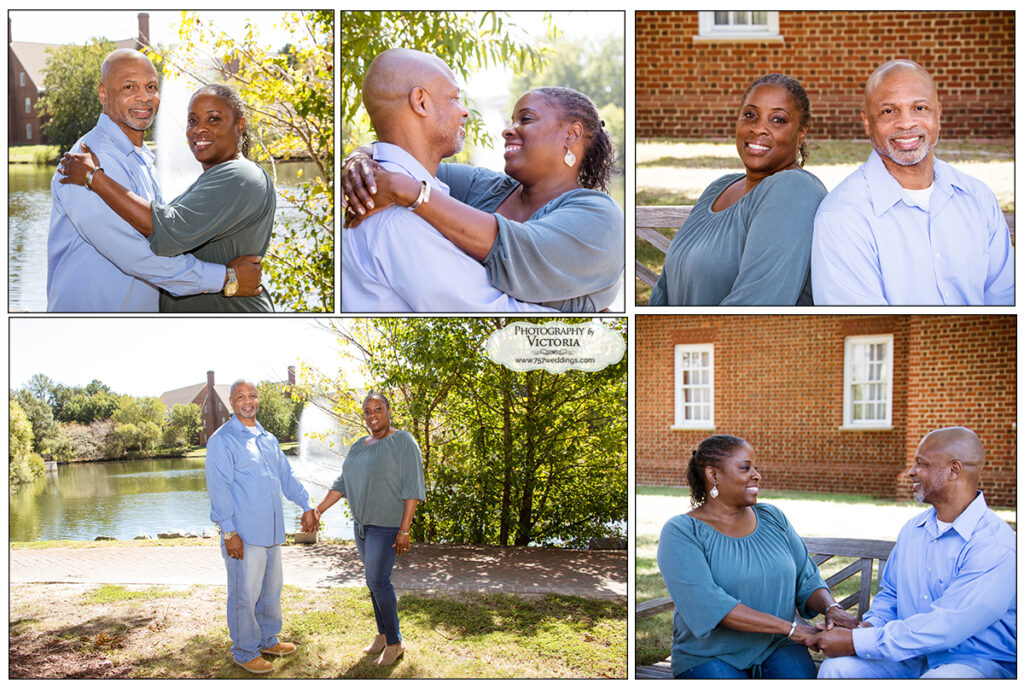 Tisha and Kelvin's engagement shoot by Victoria Begault at the beautiful Founder's Inn in Virginia Beach!