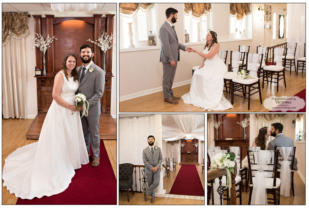 Melissa and Brady of Virginia Beach wed at our indoor venue on July 18, 2023! Ceremony officiated by Reverend Bruce Begault with a special reading by a family member. Photographed by Victoria Begault.