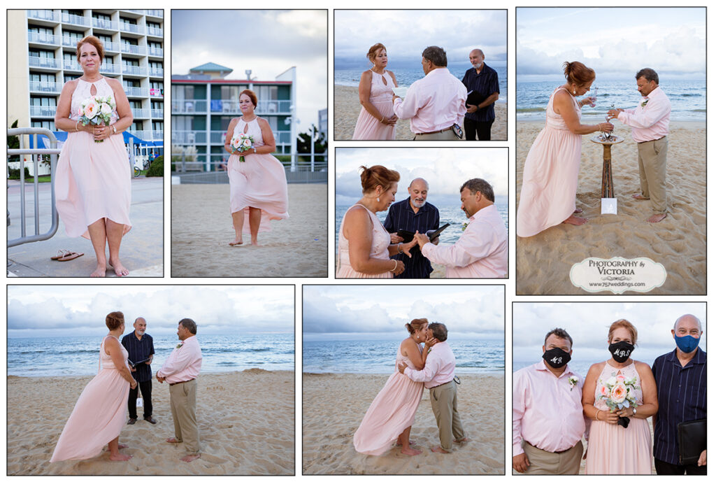 Kasey and Michael's August 2020 elopement at the Virginia Beach Oceanfront with the Virginia Beach Wedding Chapel - 757weddings.com. Officiated Reverend Bruce Begault and photographed by Victoria Begault.