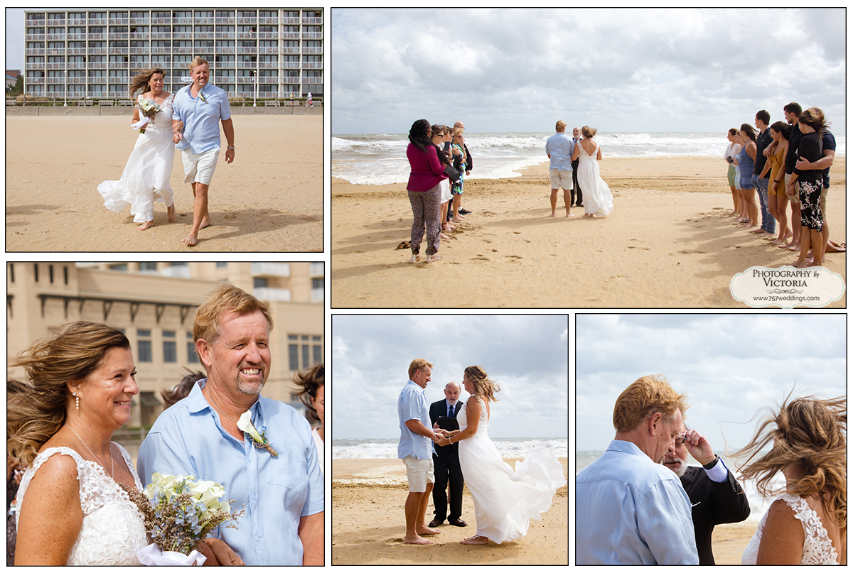 Laura and David's Virginia Beach oceanfront wedding. Simple Wedding Package - 757Weddings.com - Virginia Beach Wedding Chapel. Ceremony officiated by Reverend Bruce Begault and photographed by Victoria Begault.
