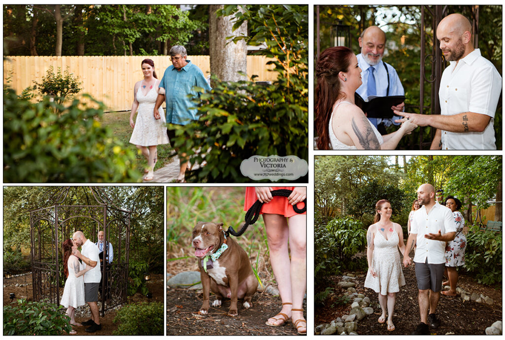 Malinda and Justin had a beautiful backyard wedding on August 1, 2020. Ceremony officiated by Reverend Bruce and photographed by Victoria Begault.