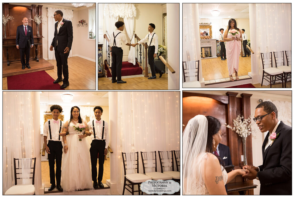 Tyette and Charles' wedding at the Virginia Beach Wedding Chapel. Virginia Beach wedding packages for indoor wedding venue.