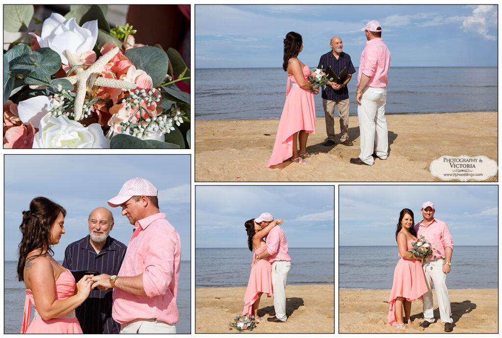Samantha and Shannon from Axton, VA eloped on the beach at the north end of the Virginia Beach oceanfront on July 24, 2020! Ceremony officiated by Reverend Bruce Begault and photographed by Victoria!