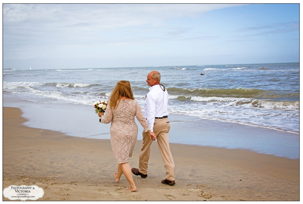 Theresa and Chris' September 2020 Virginia Beach oceanfront wedding in September 2020. Ceremony officiated by Reverend Bruce Begault and flowers and photography by Victoria Begault.