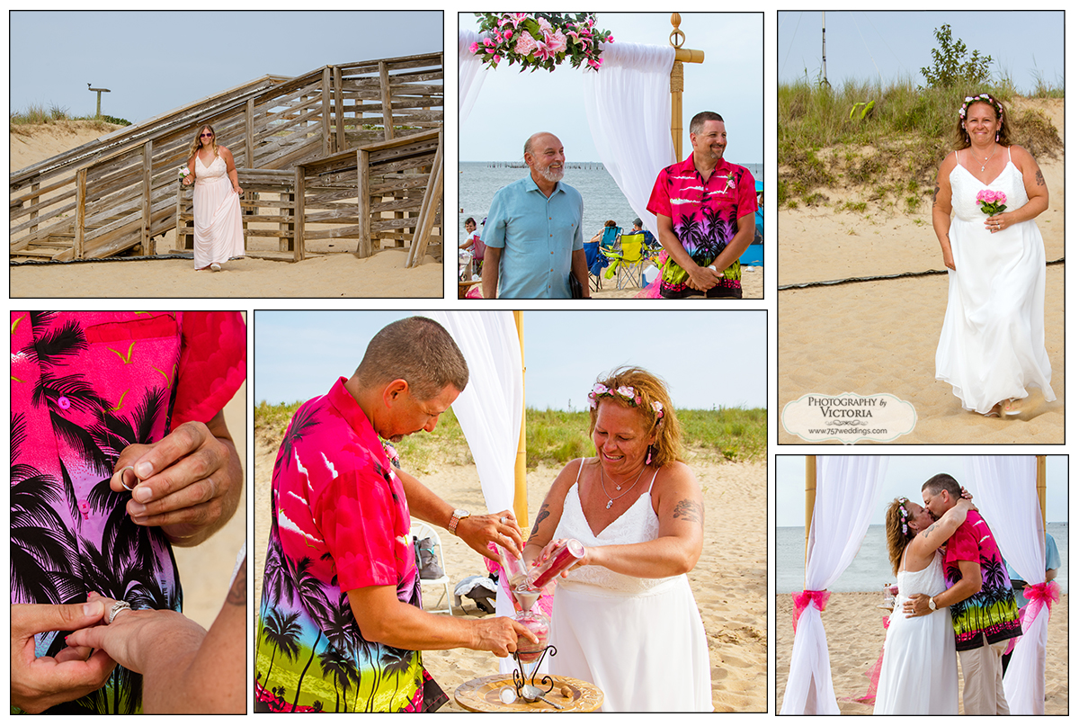 Tracie and David's wedding on the beach at First Landing State Park in Virginia Beach