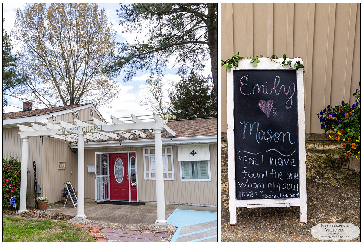 Emily and Mason's March 2022 wedding at the Virginia Beach Wedding Chapel - indoor wedding venue