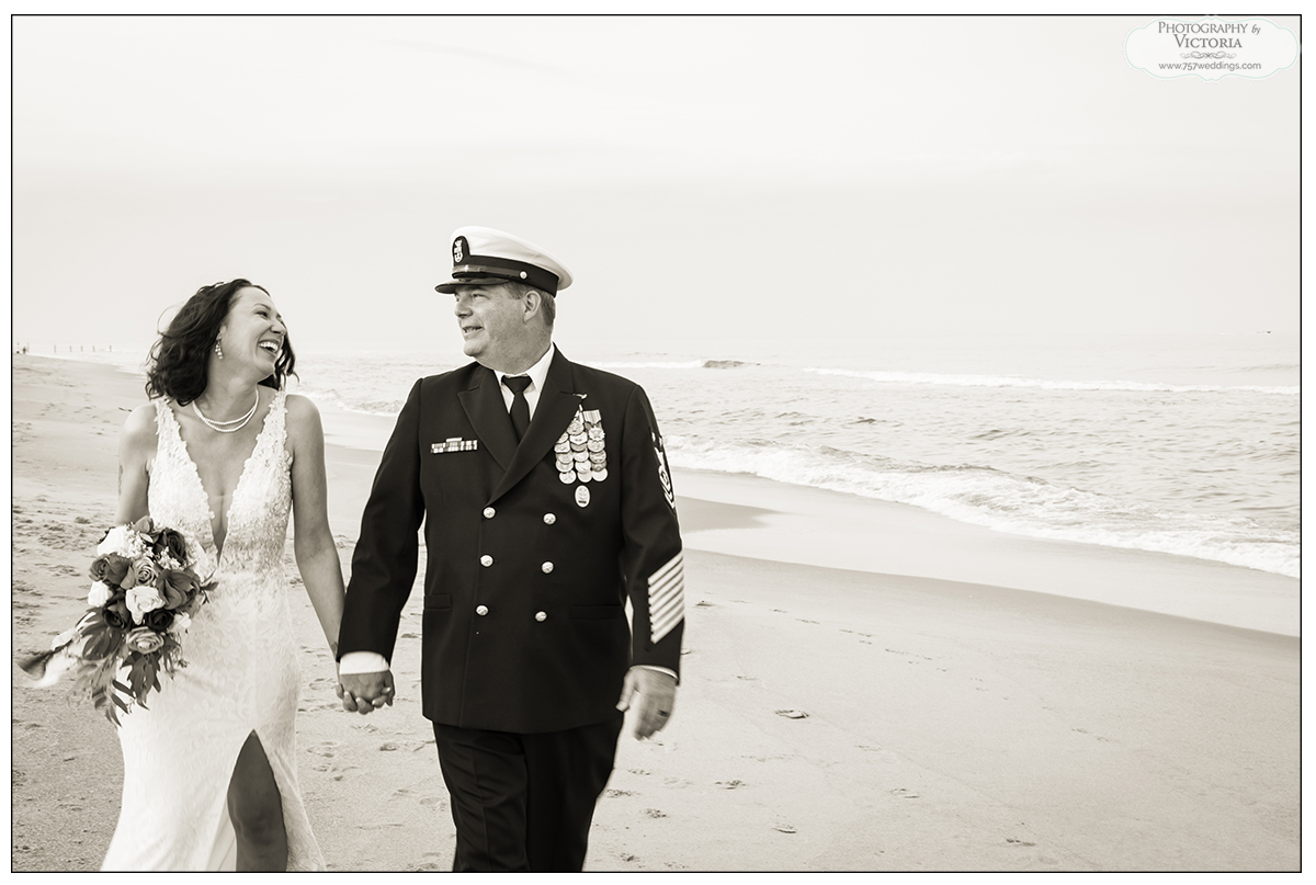 Heather and Rob's Virginia Beach north end elopement in October - Reverend Bruce Begault and photography by Victoria Begault