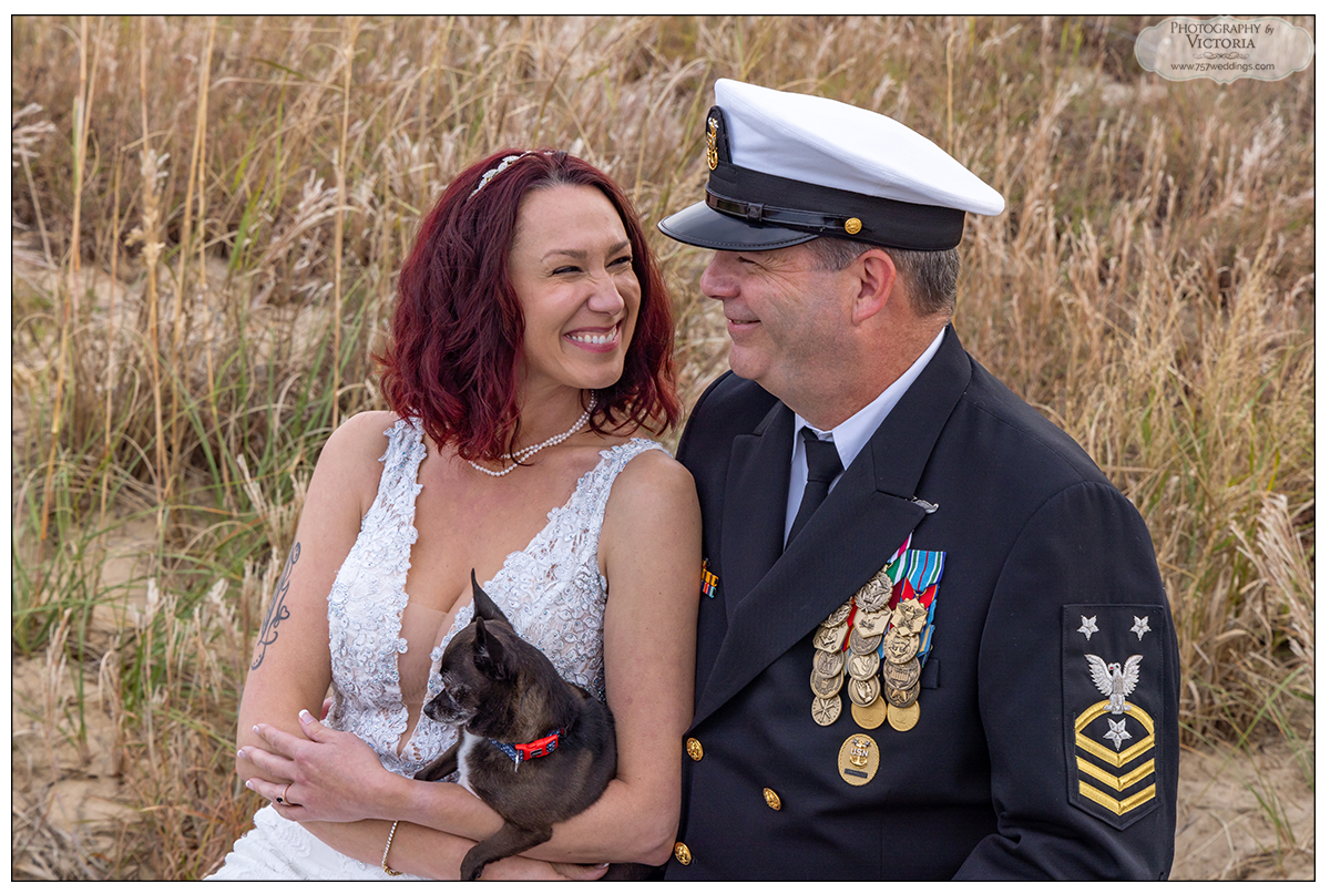 Heather and Rob's Virginia Beach north end elopement in October - Reverend Bruce Begault and photography by Victoria Begault