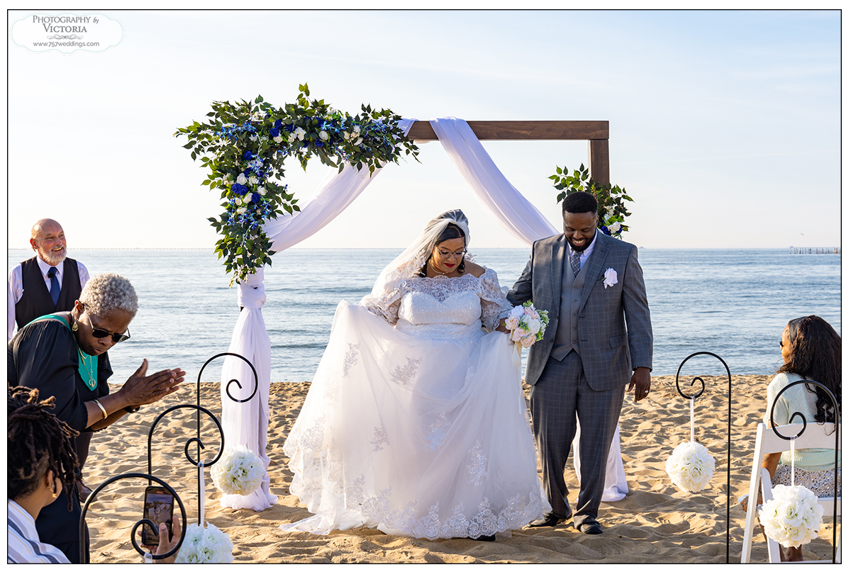 Shasta and Deon's beach wedding at First Landing State Park - Chesapeake Bay Dreams Package - beach wedding packages in Virginia Beach, VA - Reverend Bruce Begault - photography by Victoria Begault