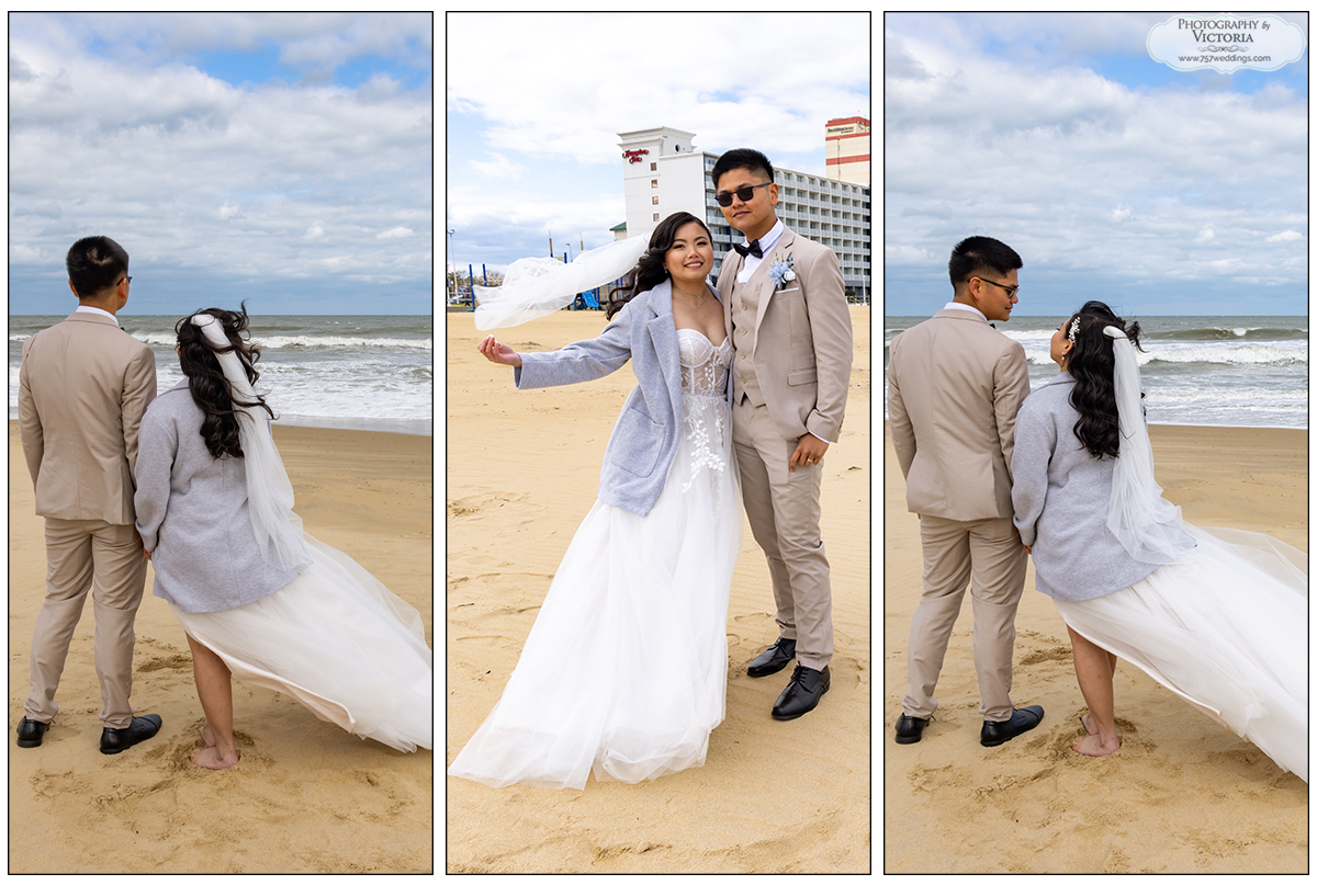 Faith and Jeggo's wedding portraits at the Hilton Virginia Beach Oceanfront - photography by Victoria Begault