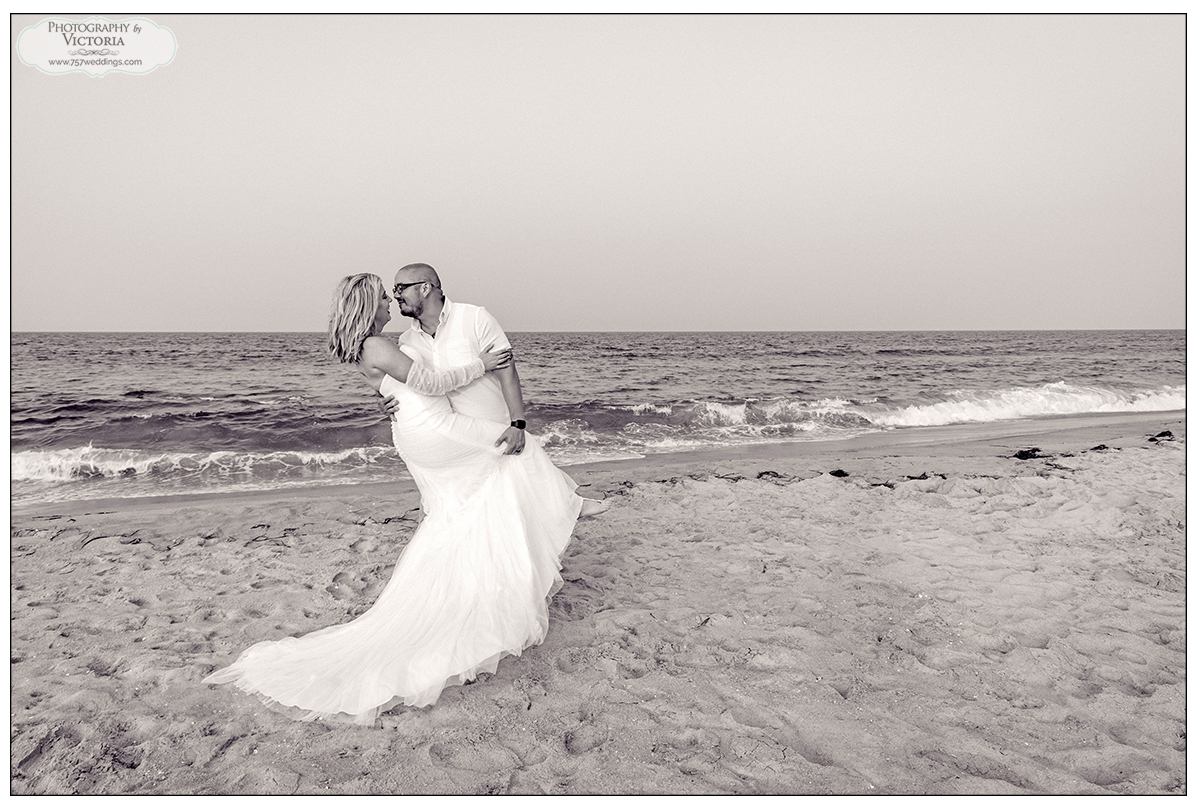 Sam and Brenton's Sandbridge Beach wedding in June 2023 - Micro Wedding Special Package with bamboo arbor - photography by Victoria Begault