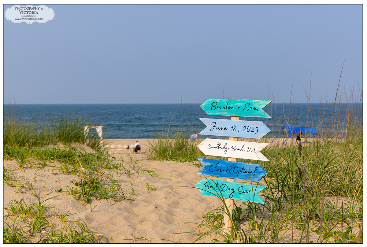 Sam and Brenton's Sandbridge Beach wedding in June 2023 - Micro Wedding Special Package with bamboo arbor - photography by Victoria Begault