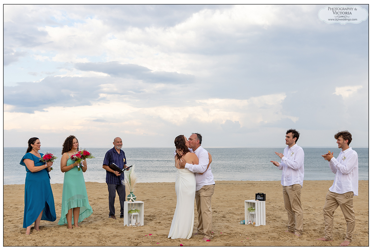 Karen and Richard's August beach wedding on Sandbridge Beach in Virginia Beach, VA